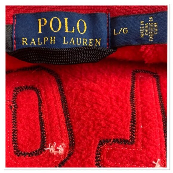 Polo Ralph Lauren Varsity Jacket Indian Chief New York Red Cream Size Large - Picture 15 of 16